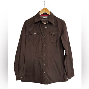 Women’s Mckinley Long Sleeve Button Down Shirt Dark Brown and Plaid - Size Small